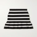 Alexander McQueen - Ruffled Striped Stretch Wool-blend Mini Skirt - Black - L