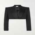 Alexander McQueen - Cropped Silk-blend Satin-trimmed Grain De Poudre Wool Blazer - Black - IT38