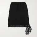 Tibi - Chantilly Lace-trimmed Twill Midi Skirt - Black - US0