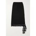 Tibi - Chantilly Lace-trimmed Twill Midi Skirt - Black - US0