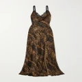 L'AGENCE - Venice Lace-trimmed Leopard-print Silk-satin Maxi Dress - Brown - US2