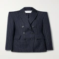 Alex Perry - Double-breasted Metallic Pinstriped Twill Blazer - Navy - UK 14