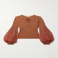 Ulla Johnson - Lenora Tulle-trimmed Ribbed-knit Top - Brick - medium