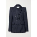 Alex Perry - Double-breasted Metallic Pinstriped Twill Blazer - Navy - UK 10