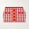 Balmain - Button-embellished Jacquard-knit Mini Skirt - Red - FR36