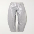 GANNI - + Net Sustain Metallic High-rise Tapered Organic Jeans - Silver - 25