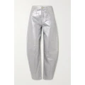 GANNI - + Net Sustain Metallic High-rise Tapered Organic Jeans - Silver - 25