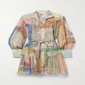 Zimmermann - Matchmaker Lantern Belted Printed Cotton And Silk-blend Voile Mini Dress - Multi - 00