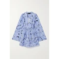 Etro - Belted Printed Cotton And Silk-blend Voile Mini Dress - Blue - IT38