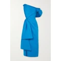 Alexander McQueen - One-shoulder Asymmetric Knotted Faille Midi Dress - Blue - IT38