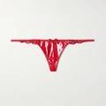 Agent Provocateur - Zarya Guipure Lace-trimmed Stretch-vinyl Thong - Red - 1