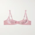 Agent Provocateur - Rozlyn Satin-trimmed Tulle And Leavers Lace Underwired Balconette Bra - Baby pink - 32A