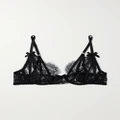Agent Provocateur - Krystabell Embellished Satin-trimmed Embroidered Tulle Soft-cup Underwired Bra - Black - 32B