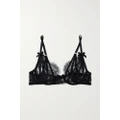 Agent Provocateur - Krystabell Embellished Satin-trimmed Embroidered Tulle Soft-cup Underwired Bra - Black - 32B