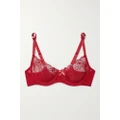 Agent Provocateur - Yuma Satin-trimmed Embroidered Tulle Underwired Soft-cup Bra - 32C