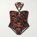 Zimmermann - Junie Cutout Ruched Floral-print Swimsuit - Navy - 0
