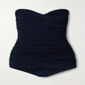 Norma Kamali - Walter Mio Strapless Ruched Swimsuit - Navy - x small