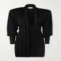 SAINT LAURENT - Draped Wool-jersey Mini Dress - Black - FR38