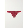 I.D. Sarrieri - + Net Sustain Tuscan Holiday Satin-trimmed Embroidered Tulle Thong - x small