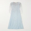 Jenny Packham - Nettie Cape-effect Embellished Tulle Gown - Light blue - UK 8
