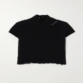 Marni - Cropped Distressed Embroidered Cotton Turtleneck Vest - Black - IT48