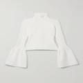 Altuzarra - Dana Jersey-trimmed Ribbed Stretch-knit Turtleneck Sweater - White - small