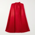 Rodarte - Cape-effect Appliquéd Silk-charmeuse Gown - Red - US0