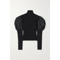 Max Mara - Aster Taffeta-paneled Cable-knit Wool Turtleneck Sweater - Black - x small