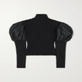 Max Mara - Aster Taffeta-paneled Cable-knit Wool Turtleneck Sweater - Black - medium