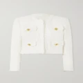 Balmain - Cropped Embellished Tweed Jacket - White - FR34