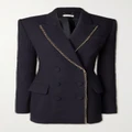 Chloé - Double-breasted Chain-embellished Wool Blazer - Navy - FR36