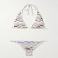 Missoni - Mare Striped Metallic Crochet-knit Halterneck Triangle Bikini - Blue - IT38
