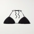 Marysia - Sole Embroidered Seersucker Triangle Halterneck Bikini Top - Black - x small