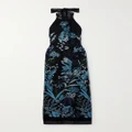 Miguelina - Stella Crochet-trimmed Sequined Embroidered Tulle Halterneck Maxi Dress - Blue - medium