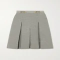 Gucci - Horsebit-detailed Leather-trimmed Pleated Wool Skirt - Gray - IT40