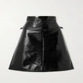 COURREGES - Belted Coated Cotton-blend Midi Skirt - Black - FR36