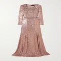 Jenny Packham - Georgia Crystal-embellished Sequined Tulle Gown - Pink - UK 8
