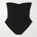 Hunza G - Brooke Metallic Seersucker Bandeau Swimsuit - Black - One size