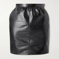 SAINT LAURENT - Gathered Glossed-leather Skirt - Black - FR36