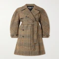 Stella McCartney - Double-breasted Belted Checked Wool-blend Tweed Coat - Brown - IT44