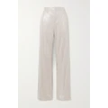 Brunello Cucinelli - Sequined Crepe Wide-leg Pants - Light gray - IT40