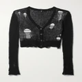R13 - Cropped Layered Distressed Cashmere Cardigan - Black - x small