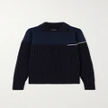 Victoria Beckham - Two-tone Ribbed Wool Sweater - Navy - medium
