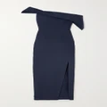 Roland Mouret - One-shoulder Wool And Silk-blend Gown - Navy - UK 4