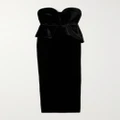 Roland Mouret - Strapless Velvet Peplum Gown - Black - UK 4
