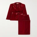 Olivia von Halle - Jagger Belted Velvet Pajama Set - Red - small