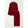 Olivia von Halle - Jagger Belted Velvet Pajama Set - Red - medium
