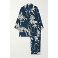 Olivia von Halle - Casablanca Printed Silk Crepe De Chine Pajamas - Blue - x small