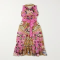 Camilla - Tie-detailed Crystal-embellished Printed Silk-crepe Maxi Dress - Pink - medium