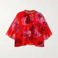Camilla - Crystal-embellished Floral-print Silk-chiffon Mini Dress - Red - One size